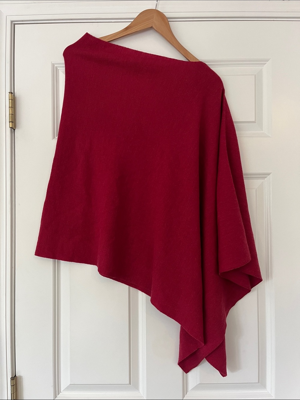Eileen Fisher Asymmetrical Knit Poncho in Deep Raspberry